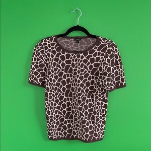 Vintage Ann Taylor Giraffe Brown and Cream Animal Print Sweater Top